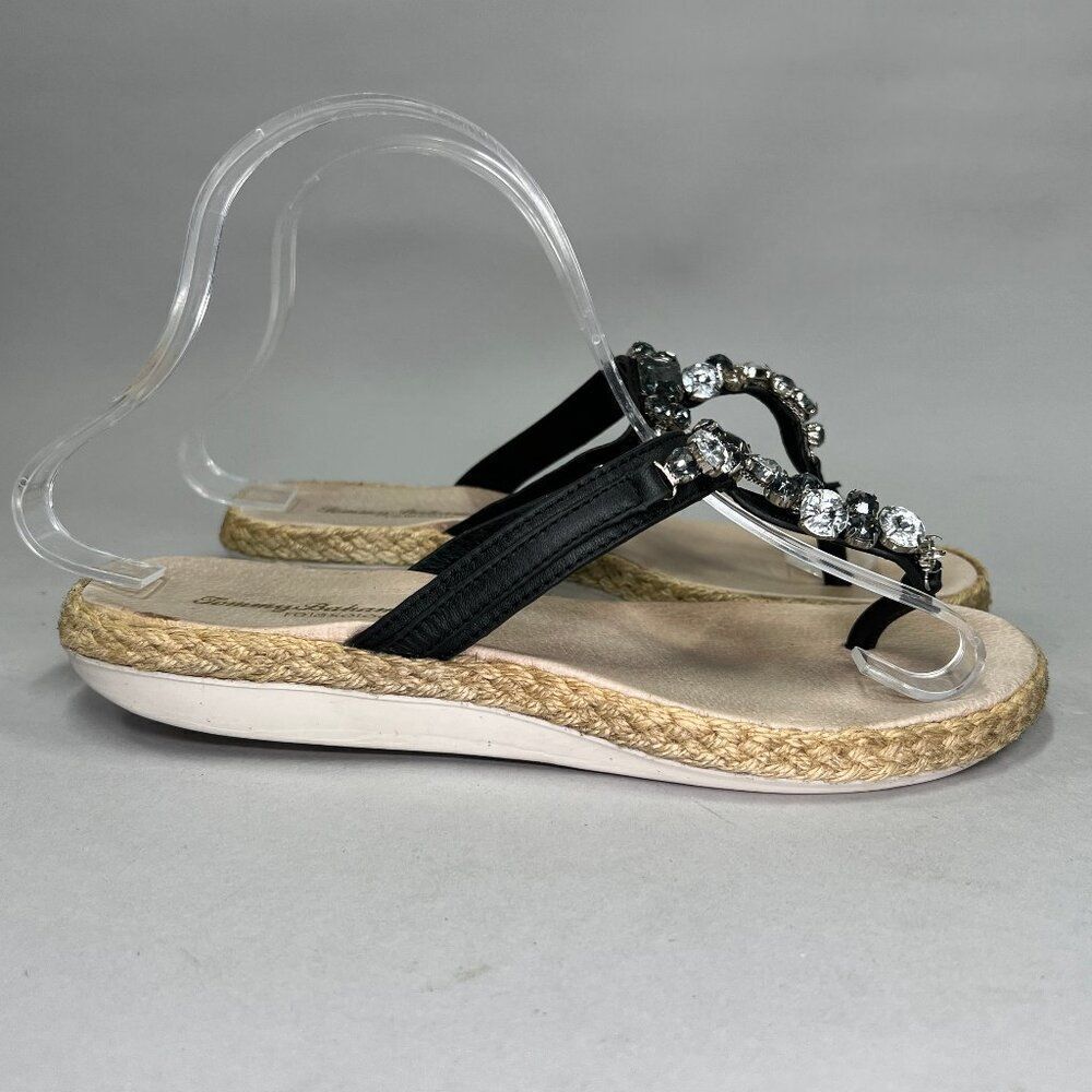 Tommy Bahama Ilysa Sandals Women's 8 Black Beaded Rhinestone Espadrille‎ Thong